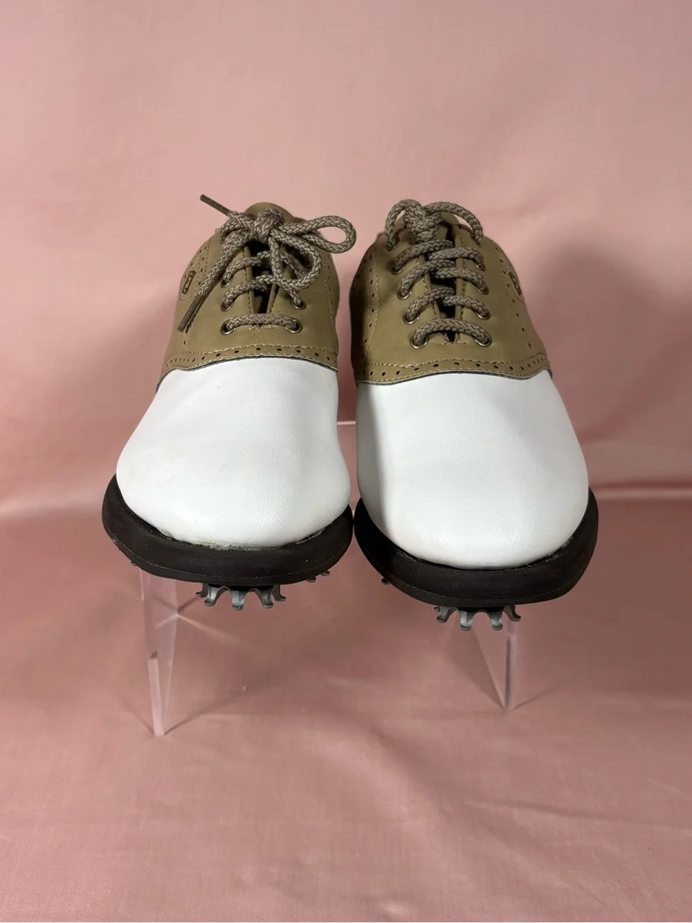 FootJoy GreenJoys Women's White/Tan Saddle Golf Shoes Size 7M